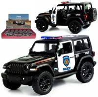 Металлическая машинка игрушка 1:34 2018 Jeep Wrangler (Police) Джип Вранглер Рубикон Полицейский, 12,5 см, инерционная, внедорожник