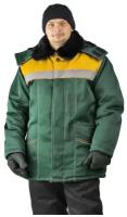 Куртка зимняя "УРАЛ" цвет: т.зеленый/желтый, 44-46, 182-188