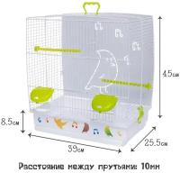 Клетка для птиц Voltrega (645) цвет белый/зеленый, 39*25,5*45см (Испания)