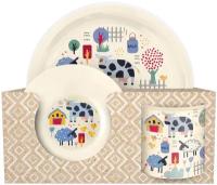 Набор детской посуды Кантри пластиковый тарелка с декором диаметр 21,5 см, миска с рисунком диаметр 13 см, кружка 280 мл IdiLand