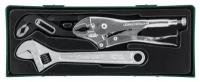 Набор инструмента: разводной ключ, ручные тиски, переставные клещи, 3 предмета (ложемент) Jonnesway P2803SP