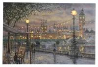 Kaemingk Светодиодная картина Вечерний Лондон 60*40 см с оптоволоконной и LED подсветкой, на батарейках 480628