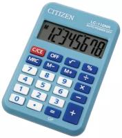 Калькулятор карманный Citizen LC-110NR-BL, 8 разр, питание от батарейки, 88*58*11мм, голубой