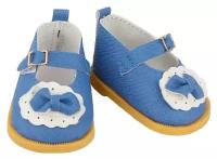 Обувь для кукол, Туфли 7 см с бантиком для кукол и пупсов выше 40 см, синие
