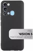 Тонкий силиконовый чехол -накладка для Itel Vision 3 (Ител Визион 3, Итель Визион 3, В3) с матовым покрытием soft-touch, защита камер, чехол черный