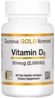 California Gold Nutrition, Витамин D-3, 2000 IU, 90 капсул