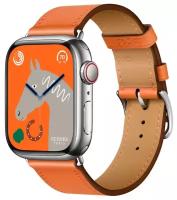 Часы Apple Watch Hermès Series 8 GPS + Cellular 45mm Silver Stainless Steel Case with Orange Swift Leather Single Tour