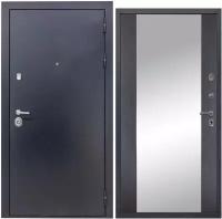 Дверь входная металлическая DIVA 40 Зеркало 2050x960 Правая Титан - Д15 Венге, тепло-шумоизоляция, антикоррозийная защита для квартиры и дома