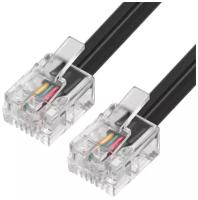 Greenconnect RJ11 - RJ11 10м Greenconnect Телефонный шнур удлинитель для аппарата 10.0m GCR-TP6P4C2-10.0m, 6P4C (джек 6p4c - jack 6p4c) черный GCR-TP6P4C2-10.0m