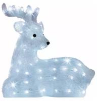 Светящаяся фигура "Лежащий олененок", акрил, 80 холодных белых LED-огней, 45x16x43 см, уличный, Kaemingk