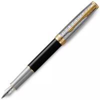 PARKER перьевая ручка Sonnet Premium F537, F, черный цвет чернил, 1 шт