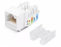 Cabeus KJ-RJ45-Cat.6-90-SW Вставка Keystone Jack RJ-45, категория 6, заделка тип 110, белая, со стяжкой