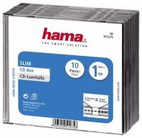 Коробка Hama H-51275 для 1 CD Slim 10 шт. Прозрачный/черный