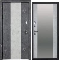 Дверь входная металлическая DIVA ДХ-34 зеркало 2050x960 Левая Мрамор темный - Мрамор светлый, тепло-шумоизоляция, антикоррозийная защита для квартиры