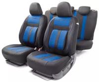 Чехлы на сиденье CUSHION COMFORT CUS-1505 BLACK/BLUE эко-хлопок 3D крой большой поясничный упор AUTOPROFI