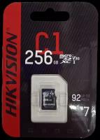 Карта памяти Hikvision microSDXC 256 ГБ Class 10, V30, A1, UHS-I U1, R/W 92/10 МБ/с, 1 шт., черный