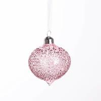 Новогодняя декорация Шар на елку стеклянный 8 см 1 шт жемчужно-розовый