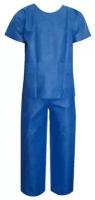 Костюм хирургический синий (рубашка и брюки) 52-54 р, спанбонд 42 г/м2, гекса