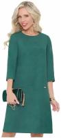 Платье женское DS "Модные веяния" 48р-р темно-зеленое замшевое офисное классическое нарядное базовая модель повседневное дстренд
