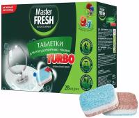 Таблетки для посудомоечных машин Master Fresh TURBO 9в1 в растворимой оболочке, 28 шт