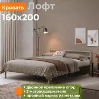 Кровать металлическая Лофт 160х200 серая