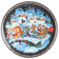 Тарелка сувенирная Зимняя тройка, 10см