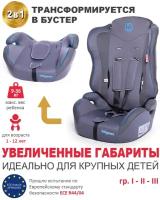 Baby Care Детское автомобильное кресло Upiter(без вкладыша) гр I/II/III, 9-36кг, (1-12лет),серый/синий