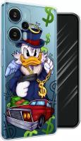 Силиконовый чехол на Xiaomi Redmi Note 12 Turbo/Poco F5 / Сяоми Редми Ноут 12 Турбо/Поко Ф5 "Scrooge McDuck with a Gold Chain", прозрачный