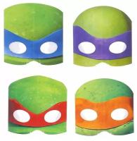 Карнавальные маски Amscan "Черепашки-ниндзя", бумажные, на резинке, 8 шт