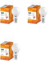 Светодиодная лампа IEK ECO 9W эквивалент 75W 3000K 810Лм E14 шар (комплект из 3 шт)