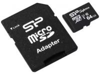 Карта памяти Silicon Power microSDXC 64 ГБ Class 10, UHS-I, R/W 90/80 МБ/с, адаптер на SD