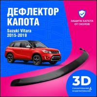 Дефлектор капота Suzuki Vitara (Сузуки Витара) 2015-2022 (мухобойка) CobraTuning