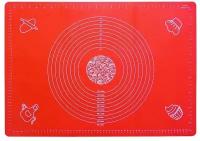 Силиконовый коврик для раскатывания теста, 65х45 см, красный