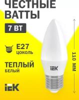 Светодиодная лампа LED C35 свеча 7Вт 230В 3000К E27 IEK