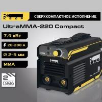 Сварочный инверторный аппарат кедр UltraMMA-220 Compact (220В, 20-220А) инвертор универсальный, ПВ30%, 7,9кВт 8012560