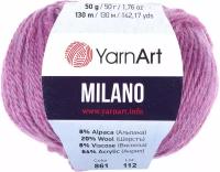 Пряжа "Milano" 8%альпака, 20%шерсть, 8%вискоза, 64%акрил 130м/50гр (861 брусника) 9343856