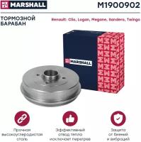 Тормозной барабан задний MARSHALL M1900902 для Renault Clio, Renault Logan, Renault Megane I, Renault Sandero / Stepway I // кросс-номер TRW DB4214