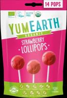 Органические леденцы на палочке YumEarth Organic Strawberry Lollipops со вкусом клубники, 14 леденцов