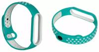 Silicone strap / Силиконовый ремешок перфорированный NK для Xiaomi Mi Band 5 (5), бирюзовый+белый, на кнопке