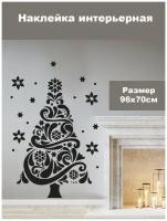 Наклейка Новогодняя на стену Елочка Витраж, 96х70см