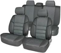 Чехлы для автомобильных сидений Петров модельные на VW Passat B5 (1997-2005), 2/3; черный; экокожа жаккард, Комплект Авточехлов на весь салон
