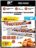 Ironman, Protein Bar с коллагеном без сахара, 30х50 г (Карамель)