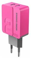 Сетевое зарядное устройство 2USB 2.4A в комплекте с кабелем Apple 8-pin More choice NC46i 1м Pink