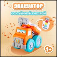 Музыкальная машинка "Подъемный кран" для малыша от 1 года Bburago Junior серия Drive 'N Rock 16-89031