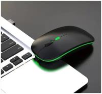 Мышь беспроводная c RGB-подсветкой, перезаряжаемая, Mouse/Беспроводная бесшумная мышь с подсветкой и аккумулятором, USB + Bluetooth 5.0 . Черный мат