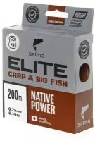 Леска монофильная Salmo Elite CARP & BIG FISH, диаметр 0.25 мм, тест 6.1 кг, 200 м, коричневая