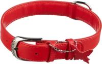Collar ошейник кожаный Waudog Glamour без украшений 38-49 см., Красный
