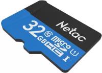 Карта памяти Netac microSDHC 32 ГБ Class 10, UHS Class 1, R 80 МБ/с, адаптер на SD