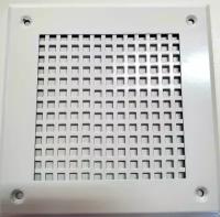 Вентиляционная решетка металлическая 150х150 мм, тип перфорации крупный квадрат(Qg 5-8), цвет белый
