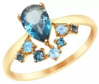 Кольцо Diamant online, золото, 585 проба, фианит, Лондон топаз, топаз